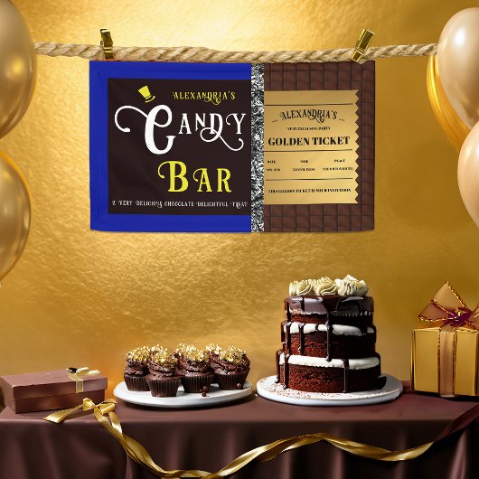 Gepersonaliseerde Snoep Bar Golden Ticket Spandoek