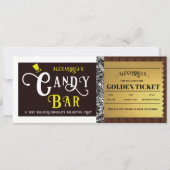 Gepersonaliseerde Snoep Bar Golden Ticket Uitnodig (Voorkant)