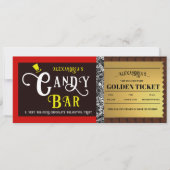Gepersonaliseerde Snoep Bar Golden Ticket Uitnodig (Voorkant)