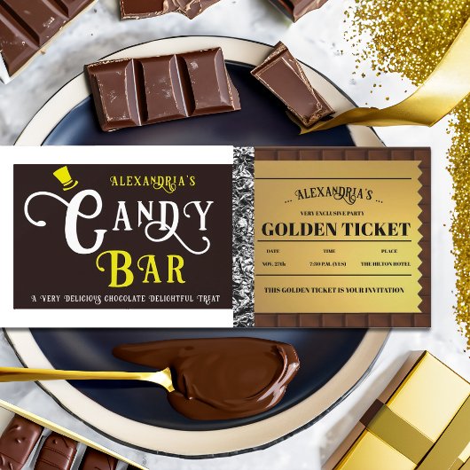 Gepersonaliseerde Snoep Bar Golden Ticket Uitnodig