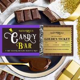 Gepersonaliseerde Snoep Bar Golden Ticket Uitnodig