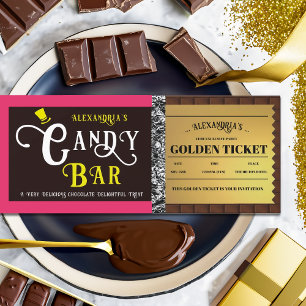 Gepersonaliseerde Snoep Bar Golden Ticket Uitnodig
