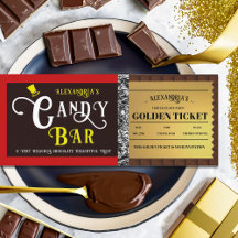 Gepersonaliseerde Snoep Bar Golden Ticket Uitnodig