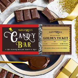 Gepersonaliseerde Snoep Bar Golden Ticket Uitnodig