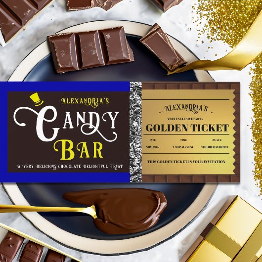 Gepersonaliseerde Snoep Bar Golden Ticket Uitnodig