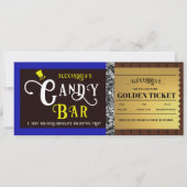 Gepersonaliseerde Snoep Bar Golden Ticket Uitnodig (Voorkant)