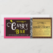Gepersonaliseerde Snoep Bar Golden Ticket Uitnodig (Voorkant)