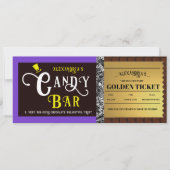 Gepersonaliseerde Snoep Bar Golden Ticket Uitnodig (Voorkant)