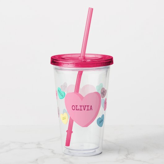 Gepersonaliseerde Snoep harttuimelaar Acryl Drinkbeker (Achterkant)