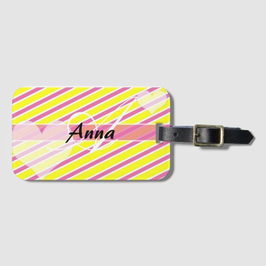 Gepersonaliseerde Snoep Stripe Bagagelabel (Voorkant (horizontaal))