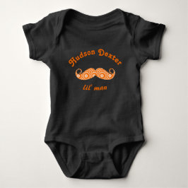 Gepersonaliseerde snor Hipster Sinaasappel geometr Romper