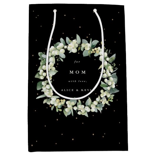 Gepersonaliseerde Snowberry + Eucalyptus Kerstmis Medium Cadeauzakje (Voorkant)