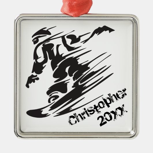 Gepersonaliseerde Snowboarder Snowboarden Zwart, W Metalen Ornament (Voorkant)