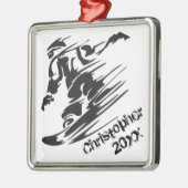 Gepersonaliseerde Snowboarder Snowboarden Zwart, W Metalen Ornament (Links)