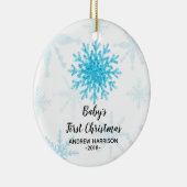Gepersonaliseerde Snowflake Baby Eerste Kerstmis Keramisch Ornament (Rechts)