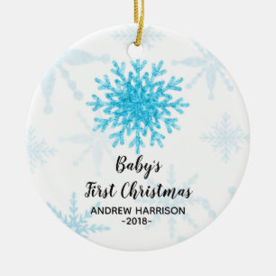 Gepersonaliseerde Snowflake Baby Eerste Kerstmis Keramisch Ornament
