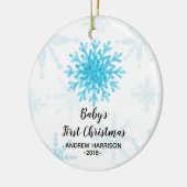 Gepersonaliseerde Snowflake Baby Eerste Kerstmis Keramisch Ornament (Links)