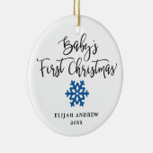 Gepersonaliseerde Snowflake Boy Baby's Eerste Kers Keramisch Ornament (Rechts)