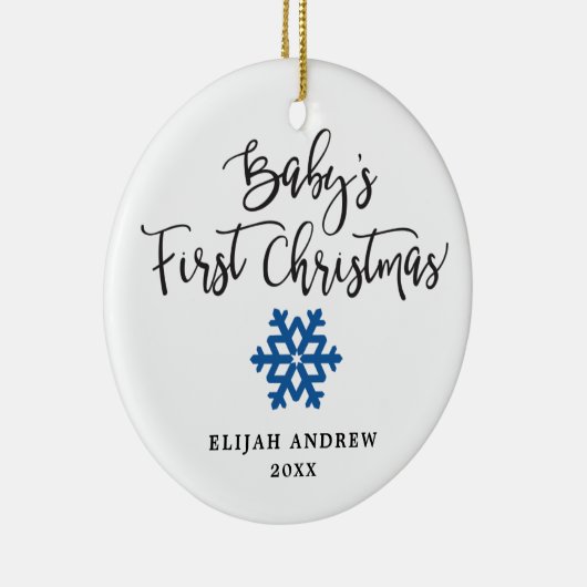 Gepersonaliseerde Snowflake Boy Baby's Eerste Kers Keramisch Ornament (Rechts)