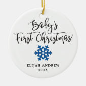 Gepersonaliseerde Snowflake Boy Baby's Eerste Kers Keramisch Ornament (Voorkant)