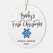 Gepersonaliseerde Snowflake Boy Baby's Eerste Kers Keramisch Ornament (Links)