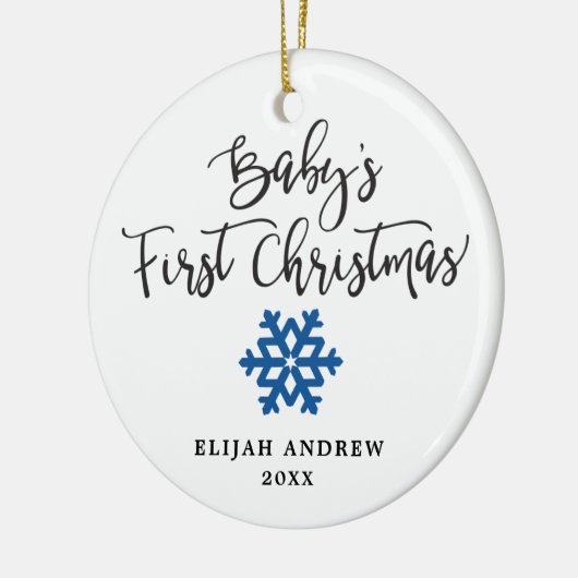 Gepersonaliseerde Snowflake Boy Baby's Eerste Kers Keramisch Ornament (Links)