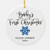 Gepersonaliseerde Snowflake Boy Baby's Eerste Kers Keramisch Ornament (Achterkant)