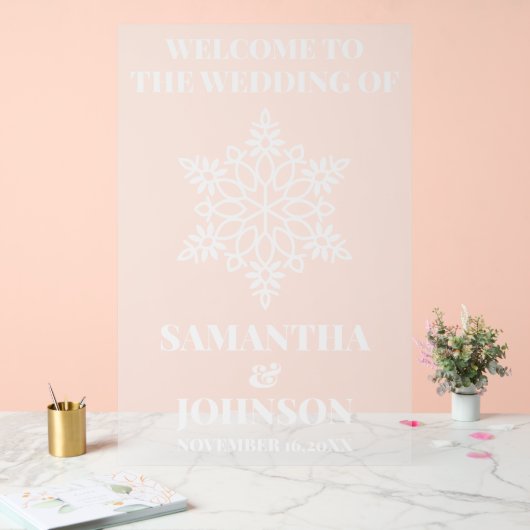 Gepersonaliseerde Snowflake bruiloft welkom Froste Acryl Bord (Huwelijk)