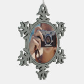 Gepersonaliseerde Snowflake Foto Ornament, Tin Sneeuwvlok Ornament (Links)