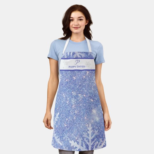 Gepersonaliseerde Snowflake Kerst Schort (Gedragen)