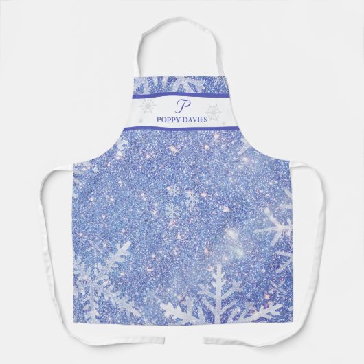 Gepersonaliseerde Snowflake Kerst Schort (Voorkant)