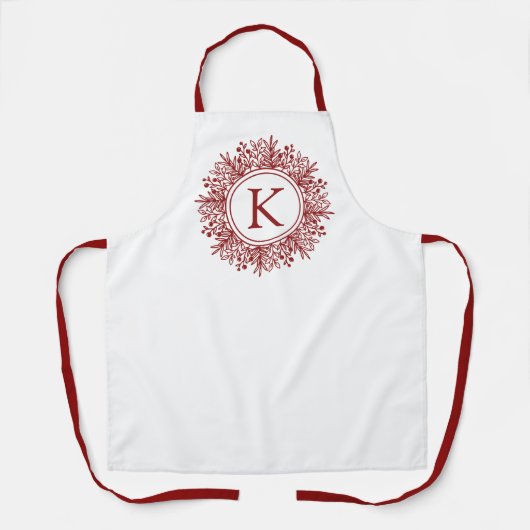 Gepersonaliseerde Snowflake Monogram Kerstmis Schort (Voorkant)