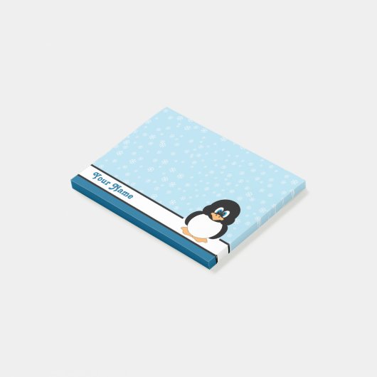 Gepersonaliseerde Snowflake Penguin Post-it® notes (Schuin)