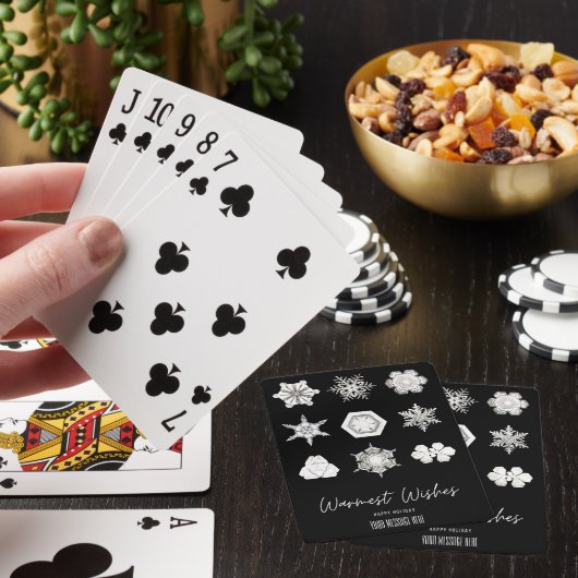 Gepersonaliseerde Snowflakes Black Pokerkaarten (Insitu)