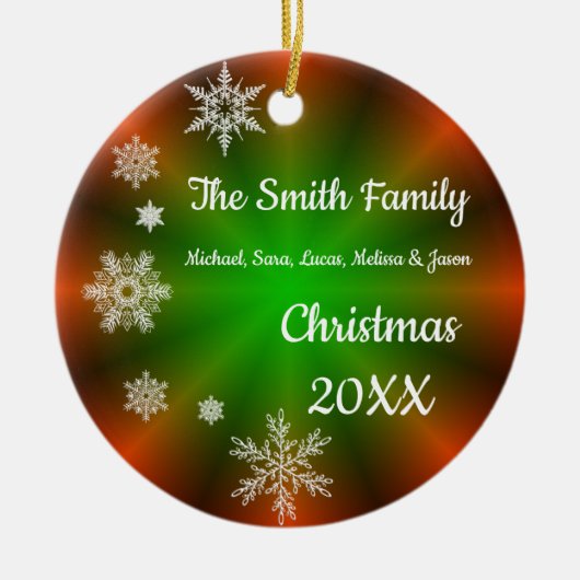 Gepersonaliseerde Snowflakes Kerstkeepomwille Keramisch Ornament (Voorkant)