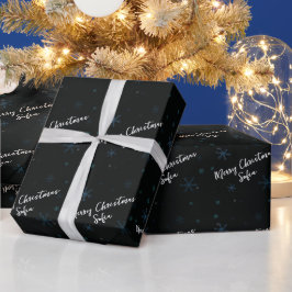 Gepersonaliseerde Snowflakes Merry kerstnaam Cadeaupapier