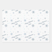 Gepersonaliseerde Snowflakes Merry kerstnaam Inpakpapier Vel (Voorkant 3)
