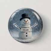 Gepersonaliseerde Snowman Button met aangepaste sj (Voorkant)
