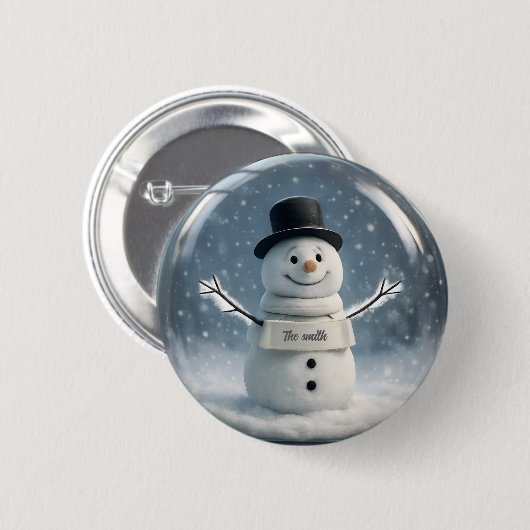Gepersonaliseerde Snowman Button met aangepaste sj (Voorkant /achterkant)
