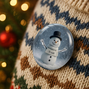 Gepersonaliseerde Snowman Button met aangepaste sj