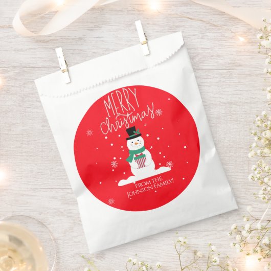 Gepersonaliseerde Snowman Christmas Favor Tassen Bedankzakje (Geknipt)
