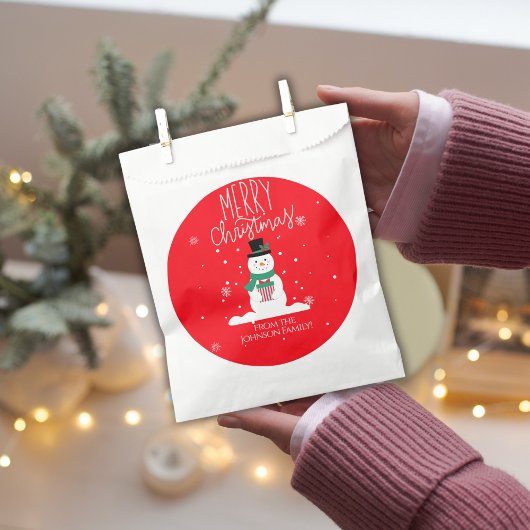 Gepersonaliseerde Snowman Christmas Favor Tassen Bedankzakje