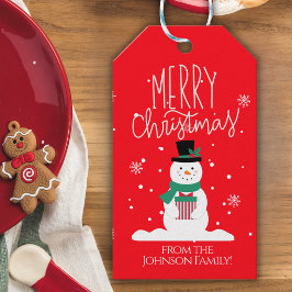 Gepersonaliseerde Snowman Christmas Gift Label Cadeaulabel