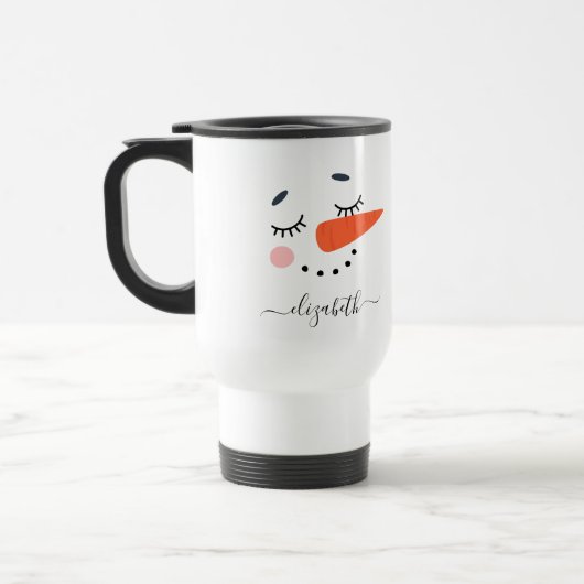 Gepersonaliseerde Snowman Coffee Reisbeker (Links)