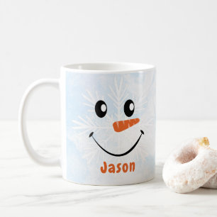 Gepersonaliseerde Snowman Face Holiday Kerstmis Koffiemok