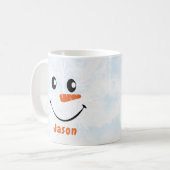 Gepersonaliseerde Snowman Face Holiday Kerstmis Koffiemok (Voorkant links)