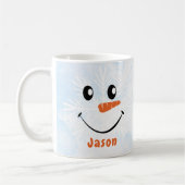 Gepersonaliseerde Snowman Face Holiday Kerstmis Koffiemok (Links)