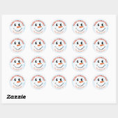 Gepersonaliseerde Snowman Face Merry Kerstmis Ronde Sticker (Vel)