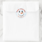 Gepersonaliseerde Snowman Face Merry Kerstmis Ronde Sticker (Tas)