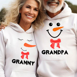 Gepersonaliseerde Snowman "GRANdPA" Matching Famil Hoodie